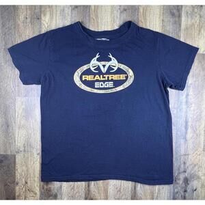 Realtree Edge Faded Black Short Sleeve Cotton Blend Logo T-Shirt Men's L .